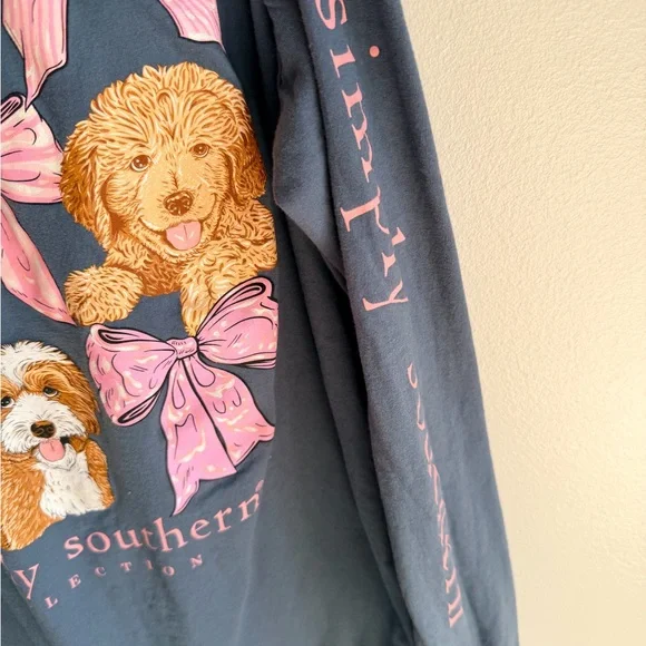 🩷 317 simply southern large long sleeve shirt dog doodle poodle bows euc - Picture 6 of 6